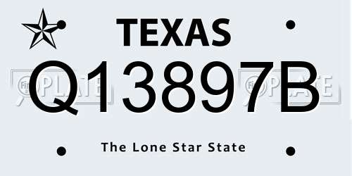 Q13897B Texas License Plate