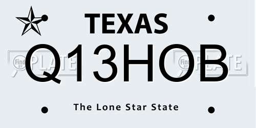 Q13HOB Texas License Plate