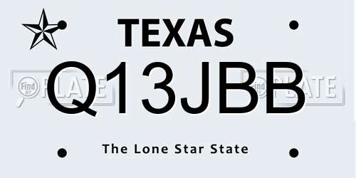 Q13JBB Texas License Plate