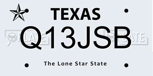 Q13JSB Texas License Plate