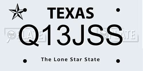 Q13JSS Texas License Plate
