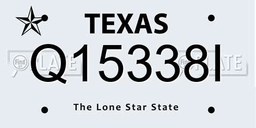 Q15338I Texas License Plate