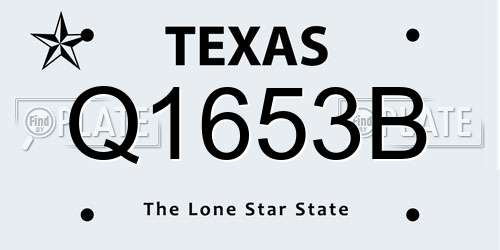 Q1653B Texas License Plate
