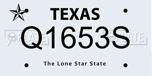 Q1653S Texas License Plate