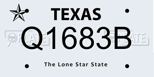 Q1683B Texas License Plate