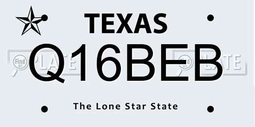 Q16BEB Texas License Plate