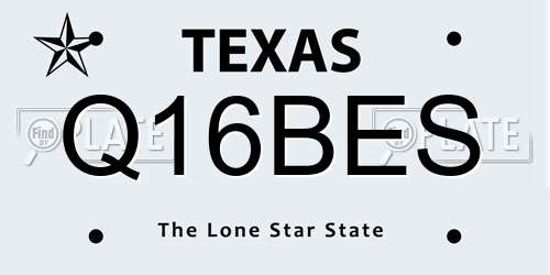 Q16BES Texas License Plate