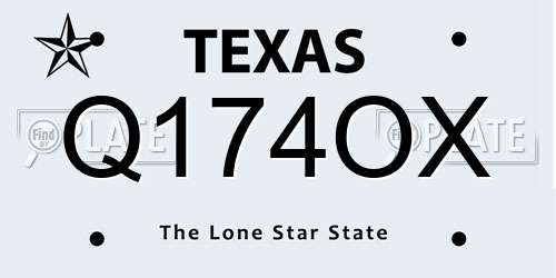 Q174OX Texas License Plate