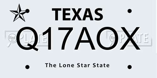 Q17AOX Texas License Plate