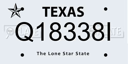 Q18338I Texas License Plate