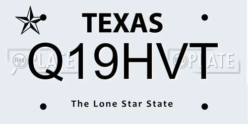 Q19HVT Texas License Plate
