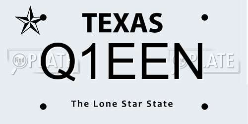 Q1EEN Texas License Plate