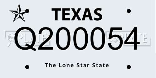 Q200054 Texas License Plate