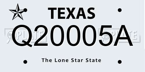 Q20005A Texas License Plate