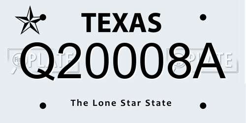 Q20008A Texas License Plate