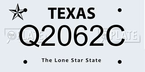 Q2062C Texas License Plate