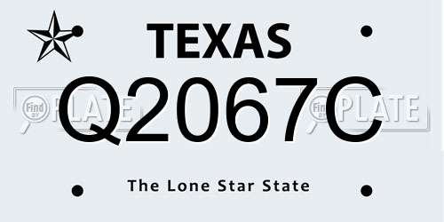Q2067C Texas License Plate