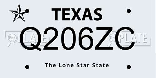 Q206ZC Texas License Plate