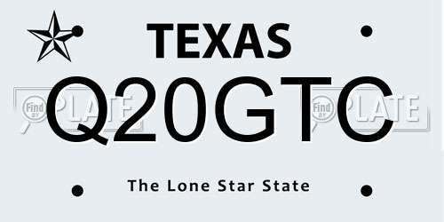 Q20GTC Texas License Plate