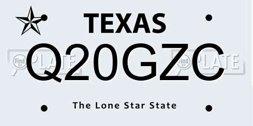 Q20GZC Texas License Plate