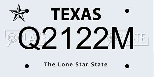 Q2122M Texas License Plate