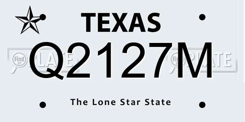 Q2127M Texas License Plate