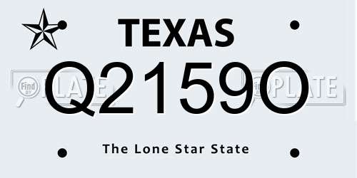 Q2159O Texas License Plate