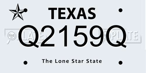 Q2159Q Texas License Plate