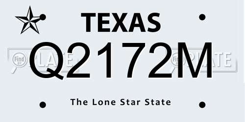 Q2172M Texas License Plate