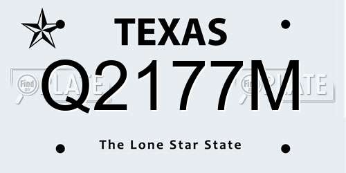 Q2177M Texas License Plate