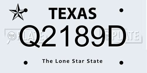 Q2189D Texas License Plate
