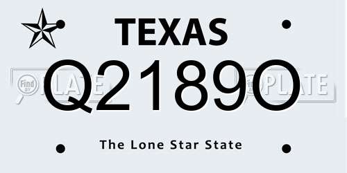 Q2189O Texas License Plate
