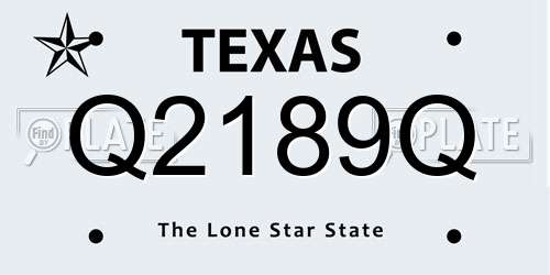 Q2189Q Texas License Plate