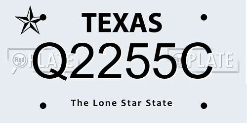 Q2255C Texas License Plate