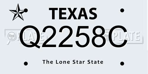 Q2258C Texas License Plate