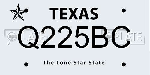 Q225BC Texas License Plate