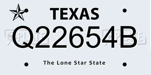 Q22654B Texas License Plate