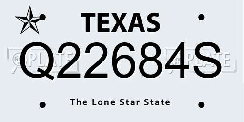 Q22684S Texas License Plate