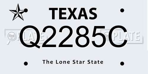 Q2285C Texas License Plate