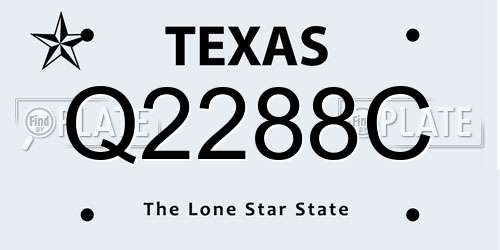 Q2288C Texas License Plate