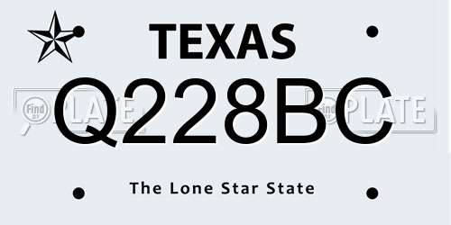Q228BC Texas License Plate