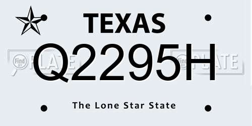 Q2295H Texas License Plate