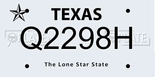 Q2298H Texas License Plate