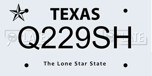 Q229SH Texas License Plate