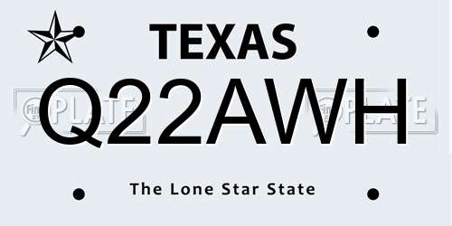 Q22AWH Texas License Plate