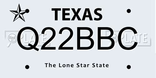 Q22BBC Texas License Plate