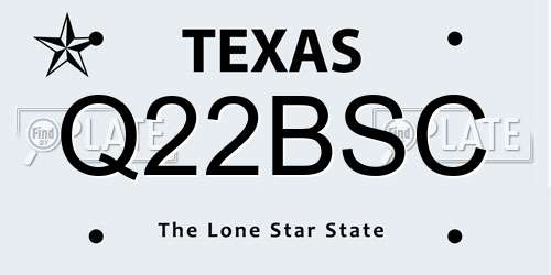 Q22BSC Texas License Plate