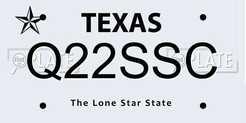 Q22SSC Texas License Plate