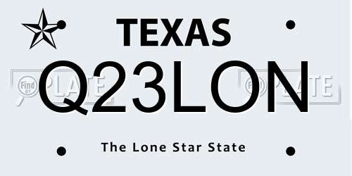 Q23LON Texas License Plate