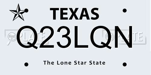 Q23LQN Texas License Plate